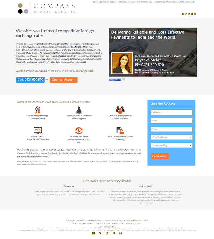 Compass Global Markets landing page design