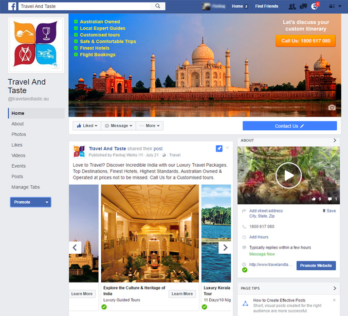 Facebook Marketing for Travel & Taste